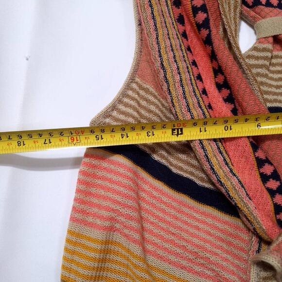 BLUE RAIN Drapey Cardigan Duster Wm S Sleeveless Stripe Knit Vest Boho Aztec - Picture 8 of 9
